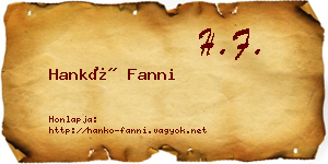 Hankó Fanni névjegykártya